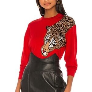 Ronny Kobo Collection Red Nahilla Leopard Graphic Sweatshirt size Medium